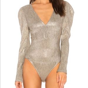 ASTR the Label Gold Bodysuit